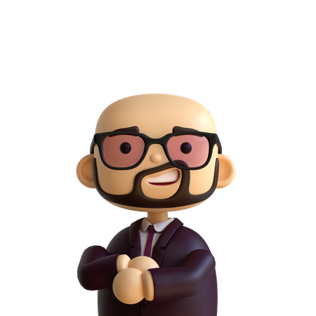 Bald Beard Businessman 3D Icon