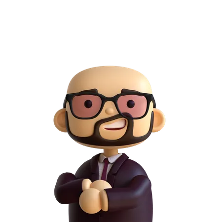 Bald Beard Businessman 3D Icon