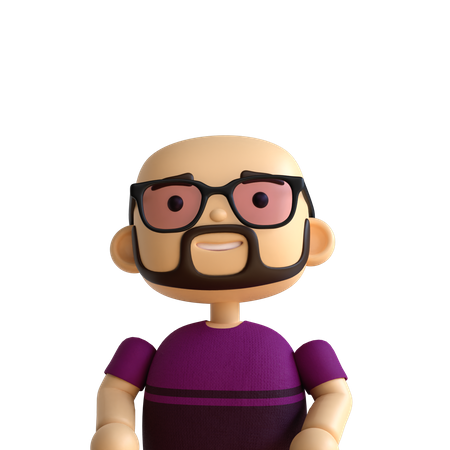 Bald Beard Man  3D Icon