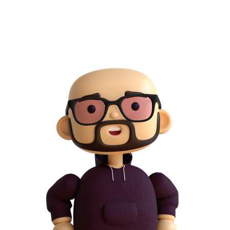 Bald Beard Man  3D Icon