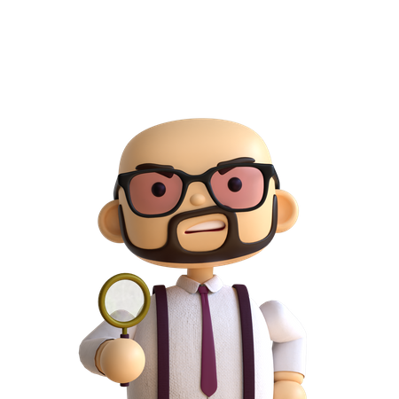 Bald Beard Man  3D Icon