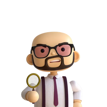 Bald Beard Man  3D Icon