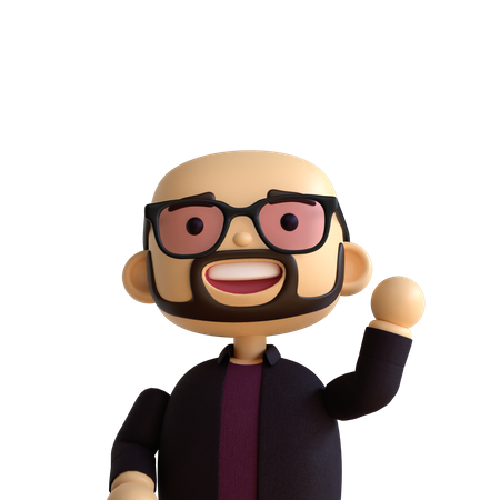 Bald Beard Man  3D Icon