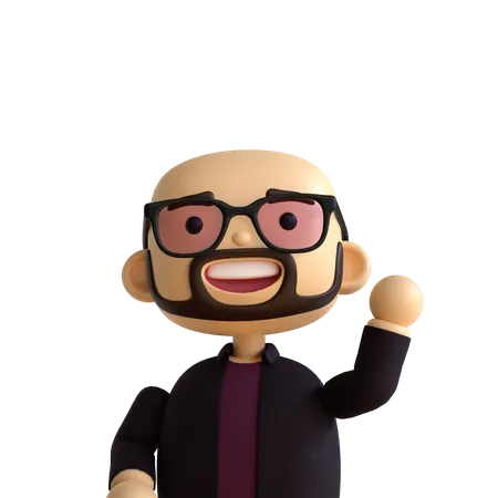 Bald Beard Man  3D Icon