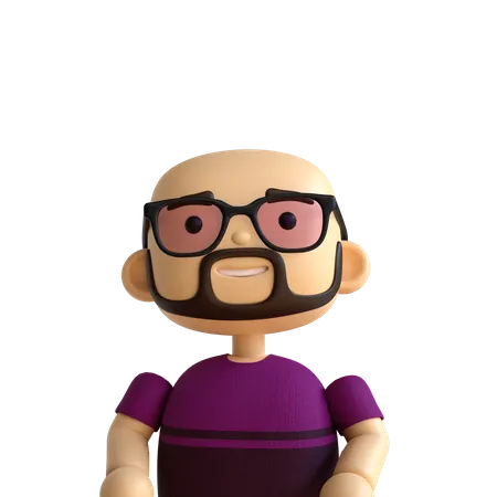 Bald Beard Man  3D Icon