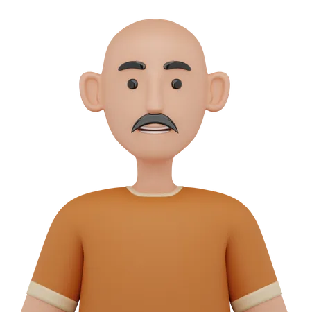 Avatar eines kahlköpfigen Mannes  3D Icon