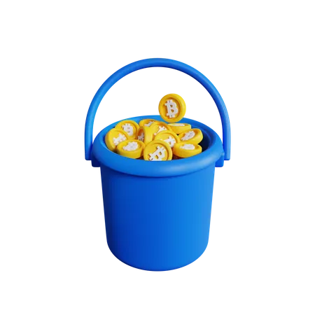 Balde de bitcoin  3D Icon