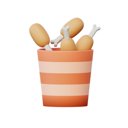 Balde de coxinha  3D Illustration