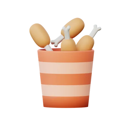 Balde de coxinha  3D Illustration