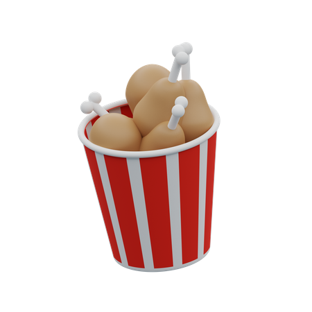 Balde de frango  3D Illustration