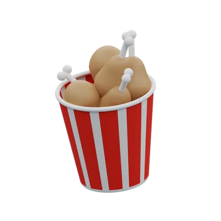 Balde de frango  3D Illustration