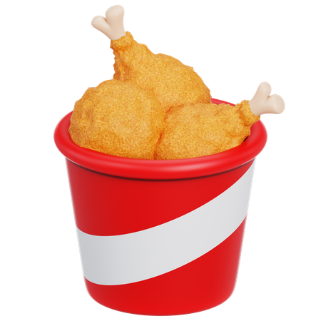 Balde de frango frito  3D Icon