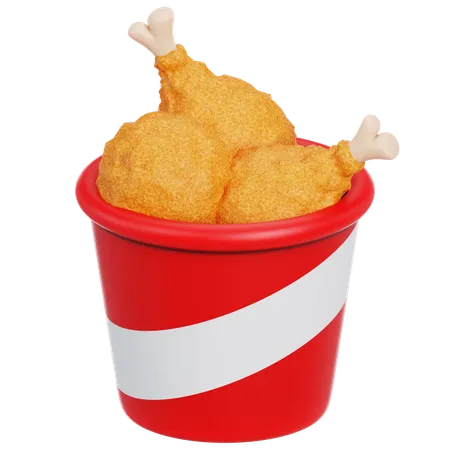 Balde de frango frito  3D Icon