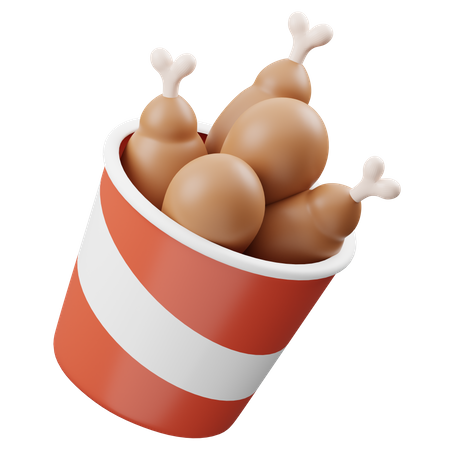 Balde de frango frito  3D Icon