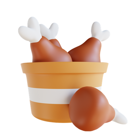 Balde de frango frito  3D Icon