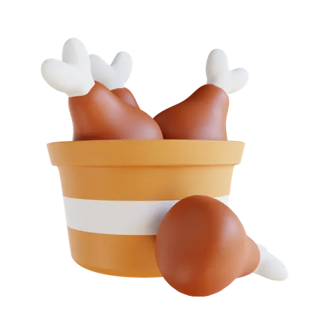 Balde de frango frito  3D Icon