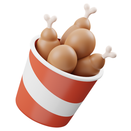 Balde de frango frito  3D Icon