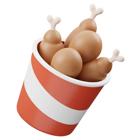 Balde de frango frito  3D Icon