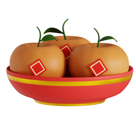 Balde de frutas laranja  3D Icon