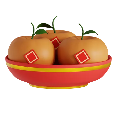 Balde de frutas laranja  3D Icon