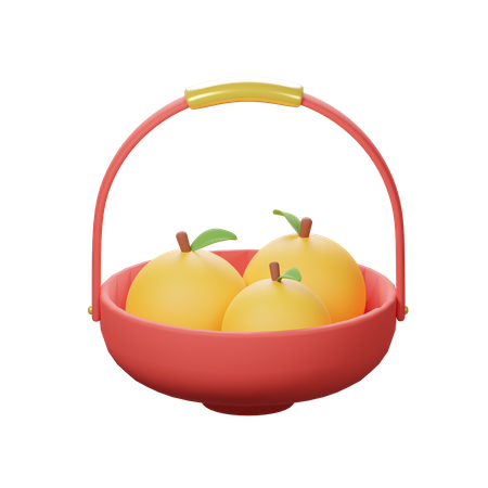 Balde de frutas laranja  3D Icon