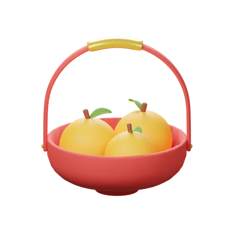 Balde de frutas laranja  3D Icon