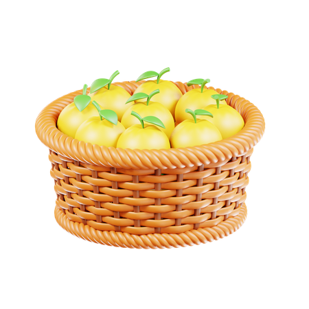 Balde de frutas laranja  3D Icon