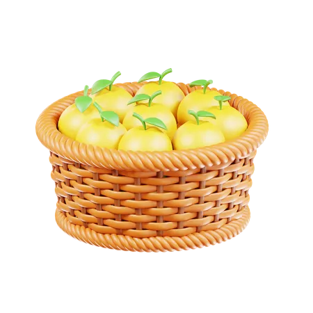 Balde de frutas laranja  3D Icon