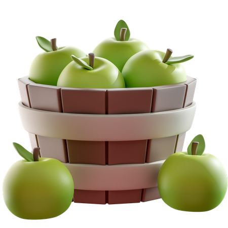 Balde de maçã verde  3D Icon