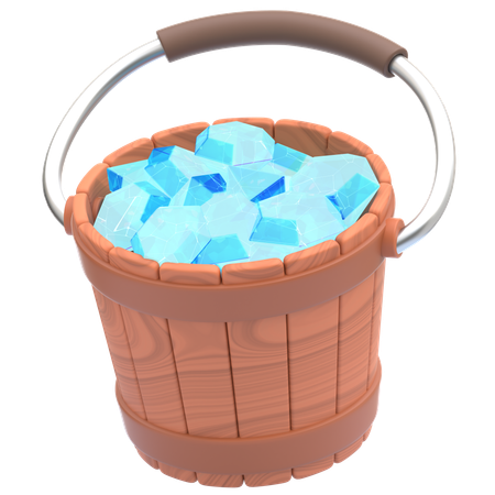Balde de madeira com pedras preciosas  3D Icon