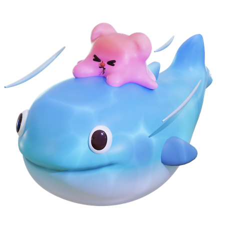 Baleia com amigo polvo  3D Icon