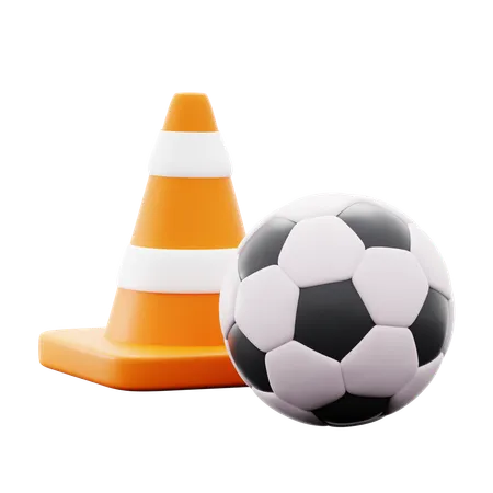 Cone Football Training Agility Exercise With Soccer Ball 3 D Icon Illustration Render Design 3D Icon