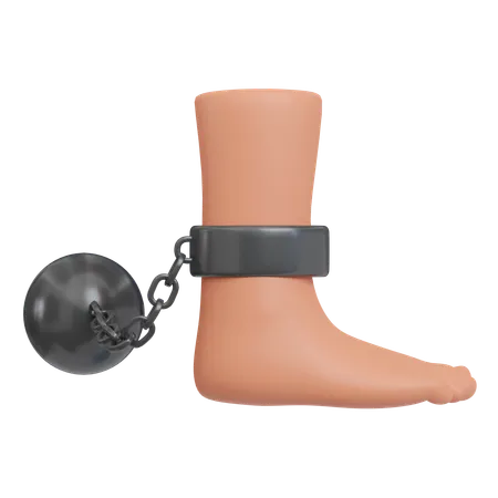 Ankle With Ball And Chain Concept Of Imprisonment 3 D Icon Narcotics Illustration 3D Icon
