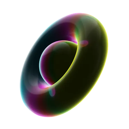 Ball With Ring Neon Abstract  3D Icon