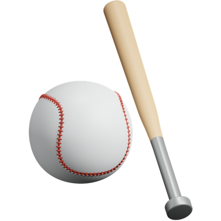 Balle de baseball + bâton  3D Icon