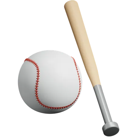 Balle de baseball + bâton  3D Icon