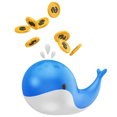 El Icono Money Whale 3 D Simboliza La Acumulacion De Riqueza Sustancial A Traves De Inversiones Y Gestion Financiera 3D Icon