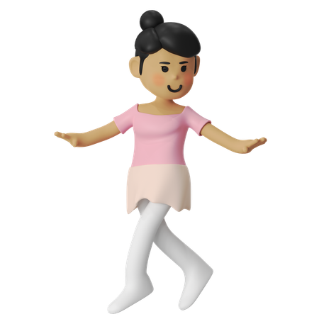 Ballet a la seconde Girl  3D Illustration