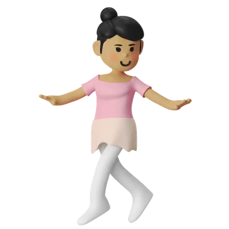 Ballet a la seconde Girl  3D Illustration