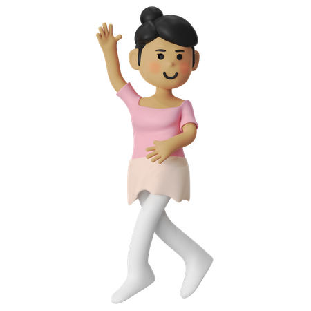Ballet croise derriere Girl  3D Illustration