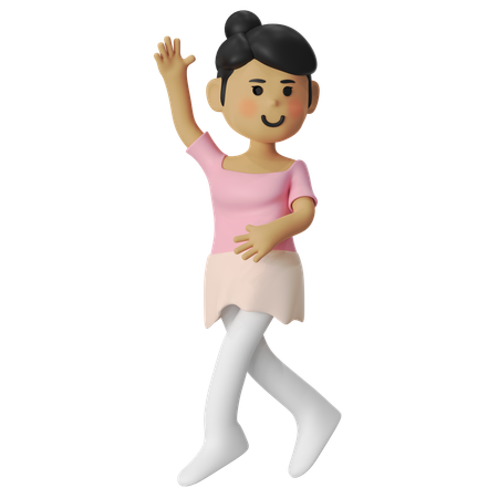 Ballet croise derriere Girl  3D Illustration