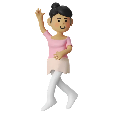 Ballet croise derriere Girl  3D Illustration