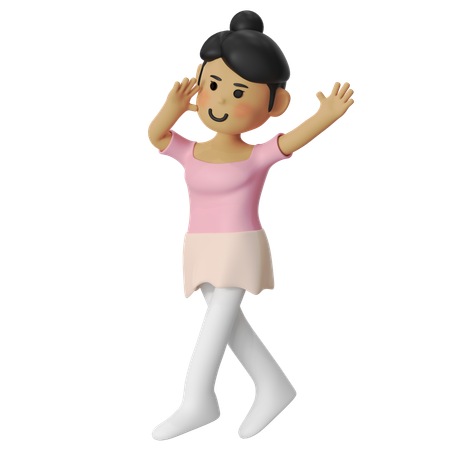 Ballet croise devant Girl  3D Illustration