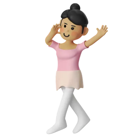 Ballet croise devant Girl  3D Illustration