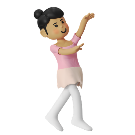Ballet ecarte derriere Girl  3D Illustration