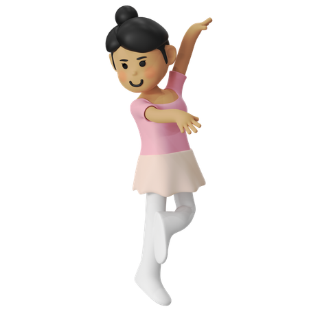 Ballet effance devant Girl  3D Illustration
