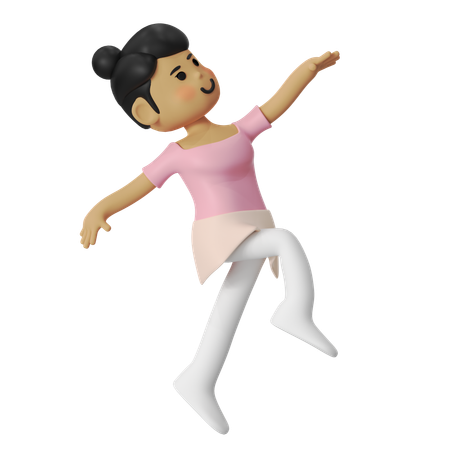 Ballet Pas de Chat Girl  3D Illustration