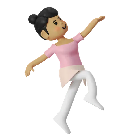 Ballet Pas de Chat Girl  3D Illustration