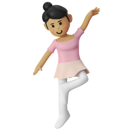 Ballet rond de jambe Girl  3D Illustration