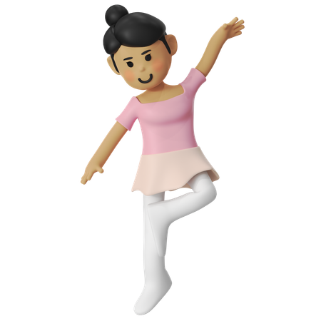 Ballet rond de jambe Girl  3D Illustration